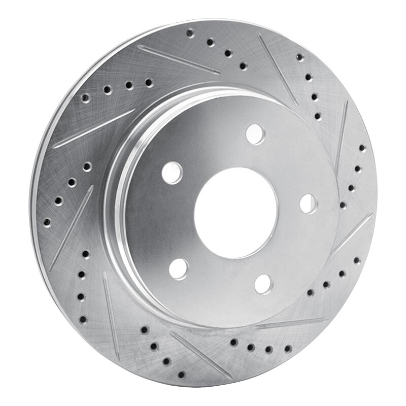 Chrysler Aspen Brake Rotor (1) - Front Right - R1 Concepts - Drilled & Slotted - Silver - `02-`24